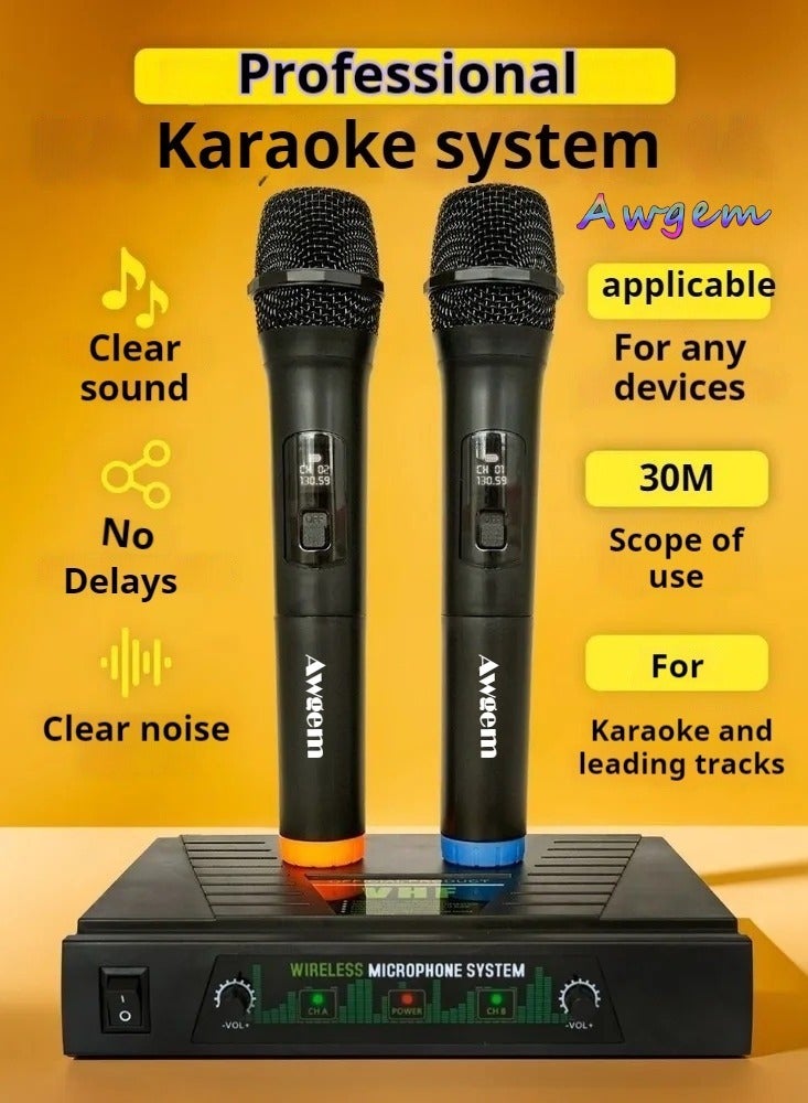 أوجيم نظام الكاريوكي المهنيةنظام الكاريوكي المهنية ، ومجهزة 2 الميكروفونات اللاسلكية ، يمكن أن تتلقى مجموعة من 30 مترا ، ومناسبة للتسجيل ، والعروض ، والأحداث التجارية ، والعروض ، والاتصالات المؤتمر ، والتجمعات العائلية ، الخ. - Image 1